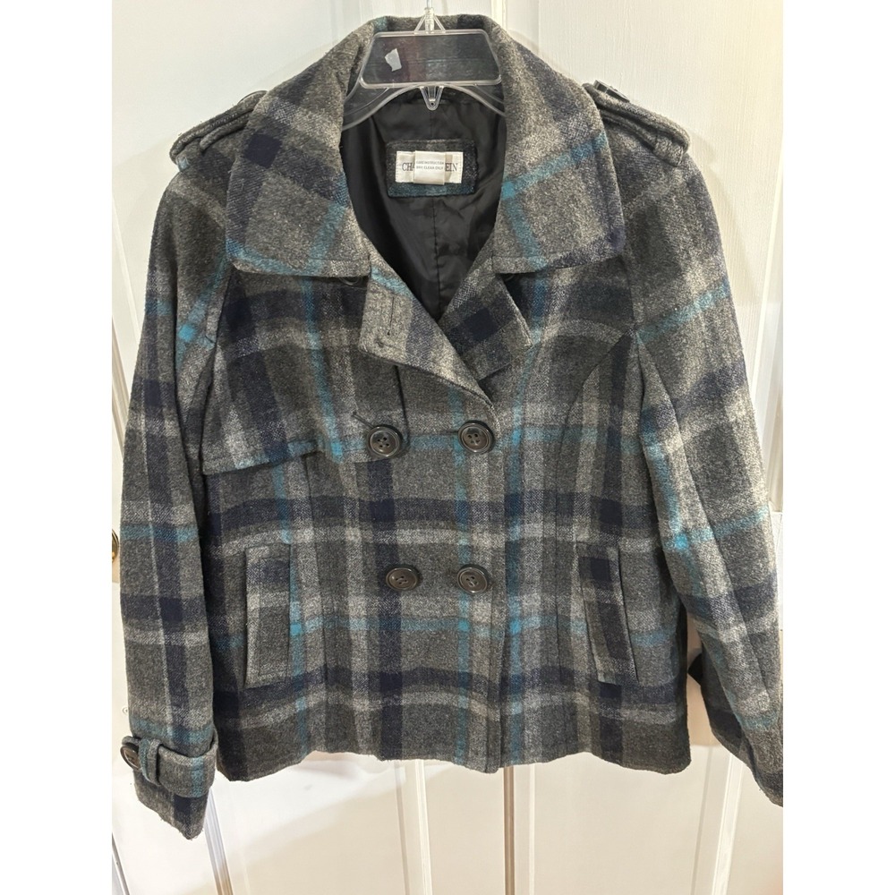 Charles Klein Short Women's Coat Large Wool Blend Double Breasted